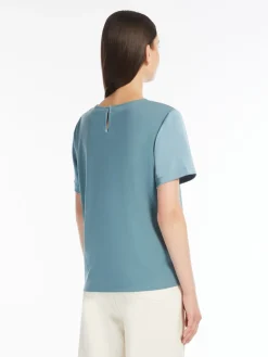 Satin and jersey T-shirt