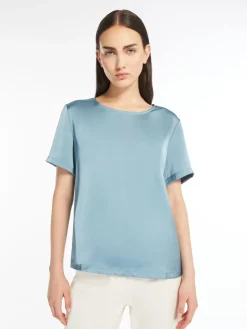 Satin and jersey T-shirt