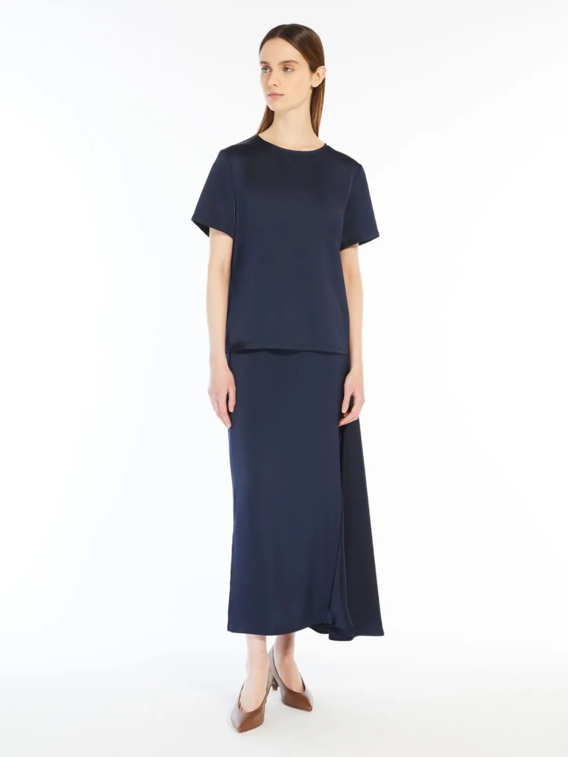 Satin and jersey T-shirt