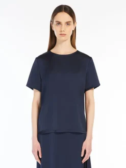 Satin and jersey T-shirt