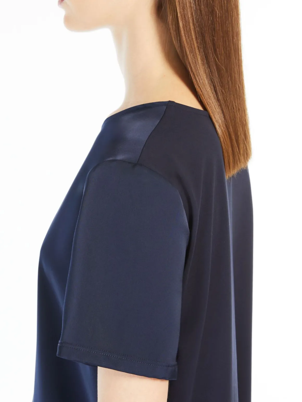Satin and jersey T-shirt