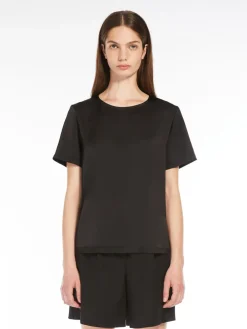 Satin and jersey T-shirt