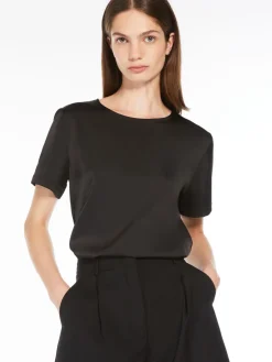 Satin and jersey T-shirt