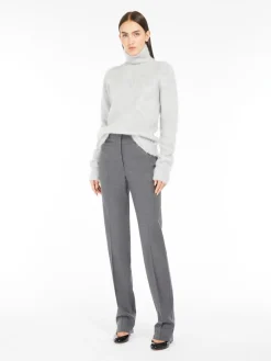 Seamless alpaca-blend mock polo-neck sweater
