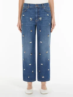 Sequinned denim jeans