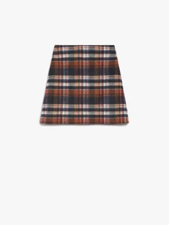 Short chequered wool skirt