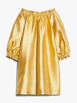 Short dress in silk-blend shantung