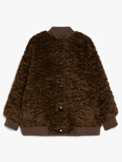 Short furry fabric bomber jacket