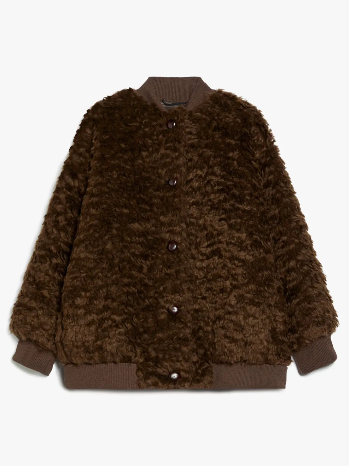 Short furry fabric bomber jacket