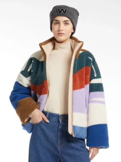 Short jacquard wool jersey down jacket
