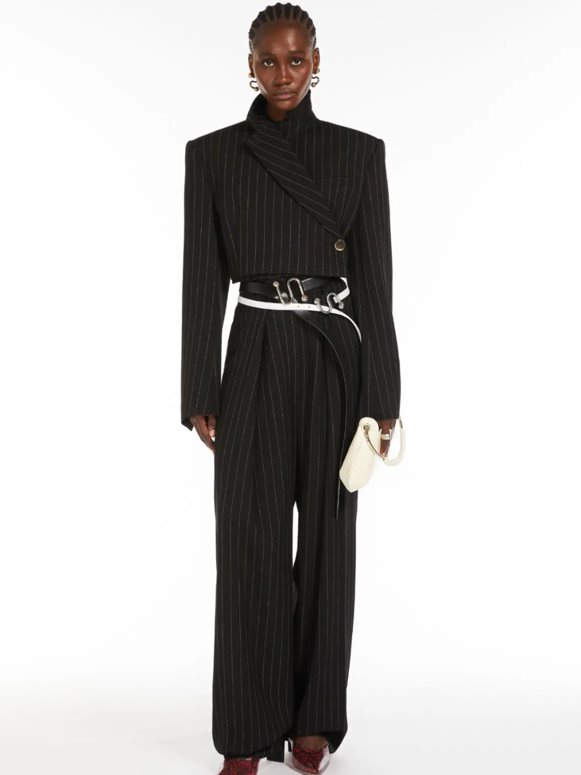 Short pinstriped blazer
