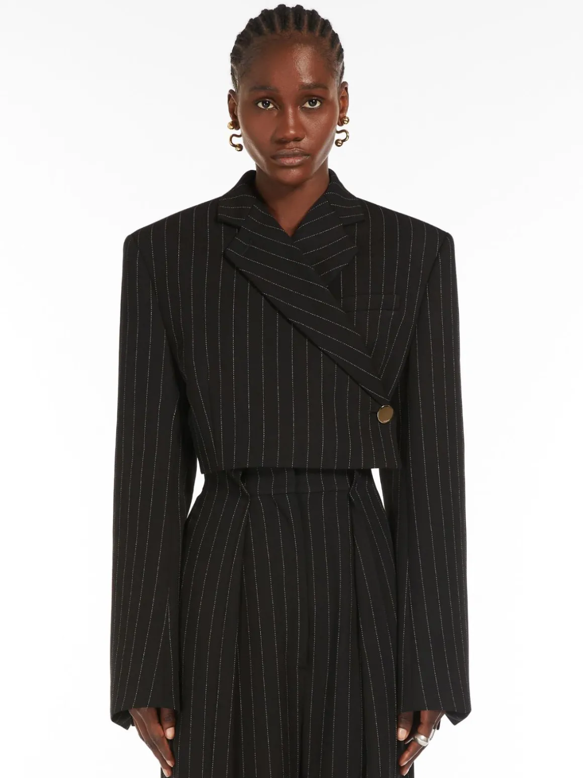 Short pinstriped blazer