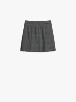 Short wool blend pleated skirt