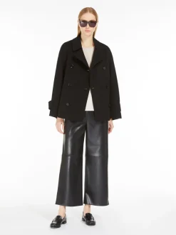 Short wool trench coat