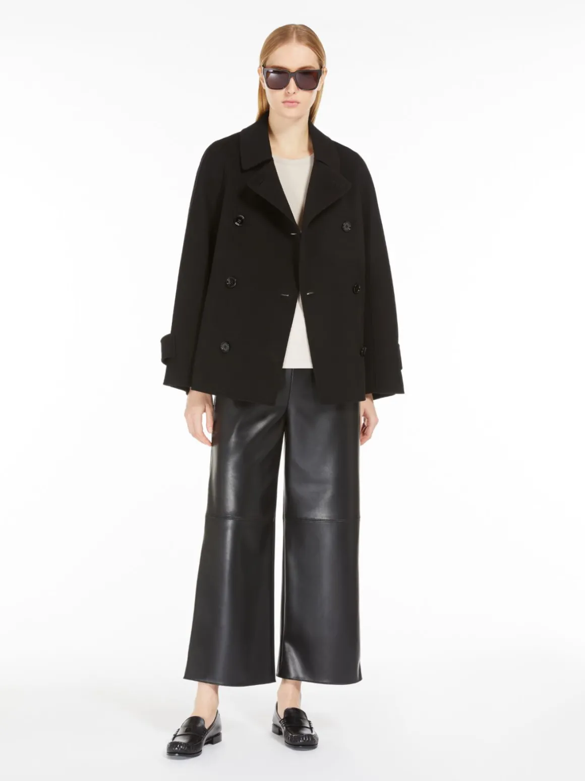 Short wool trench coat