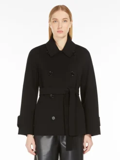 Short wool trench coat