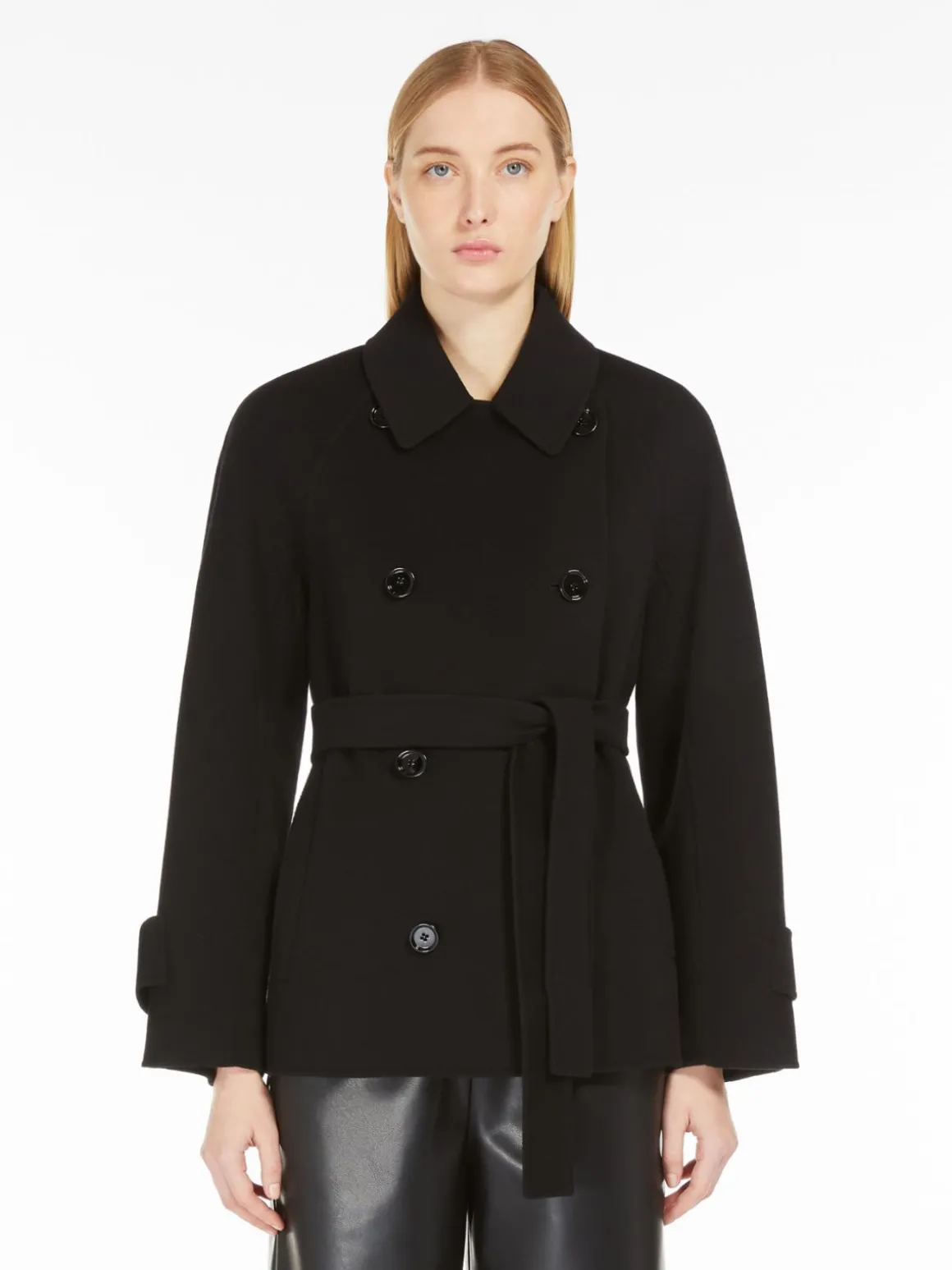 Short wool trench coat