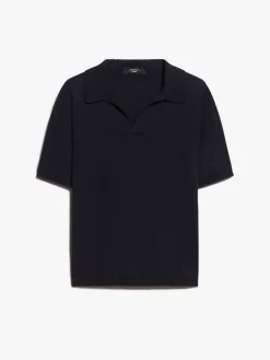 Silk and cotton yarn polo sweater
