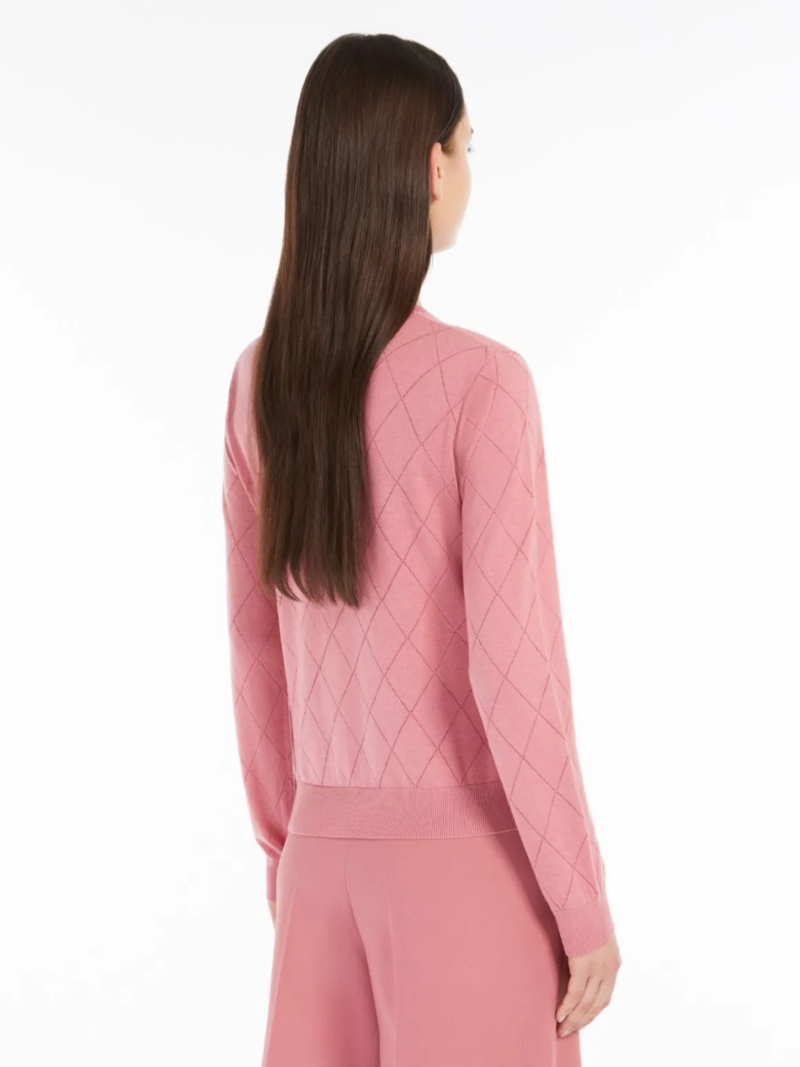 Silk and wool Argyle cardigan