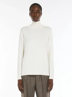 Silk and wool polo-neck sweater