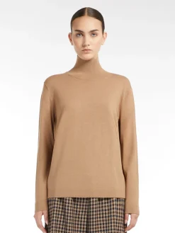 Silk and wool polo-neck sweater