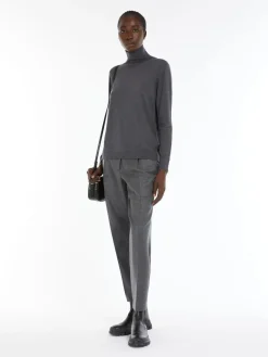 Silk and wool polo-neck sweater