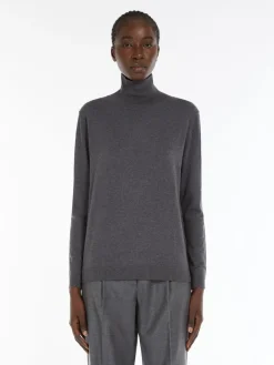 Silk and wool polo-neck sweater
