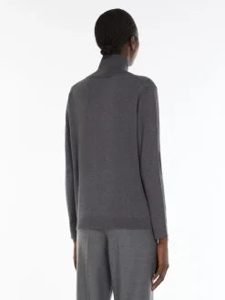 Silk and wool polo-neck sweater