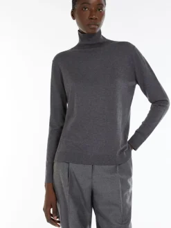 Silk and wool polo-neck sweater