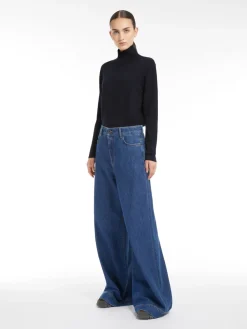 Silk and wool polo-neck sweater