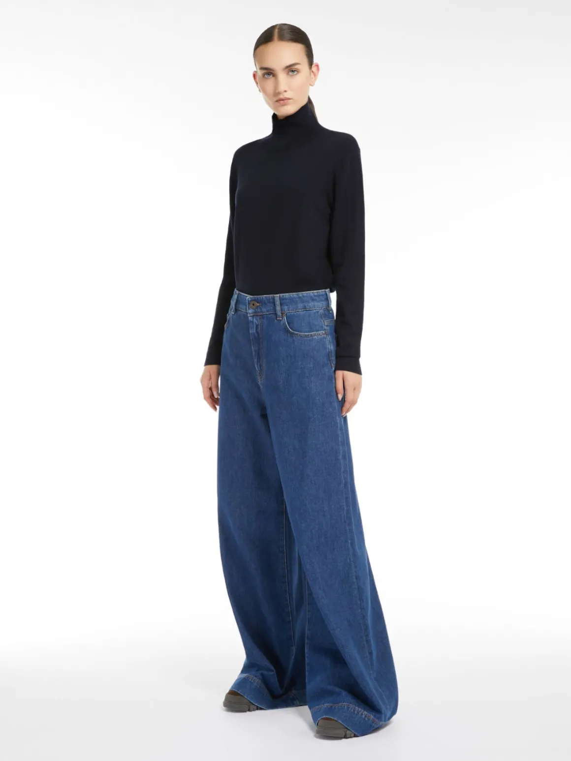 Silk and wool polo-neck sweater