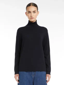 Silk and wool polo-neck sweater