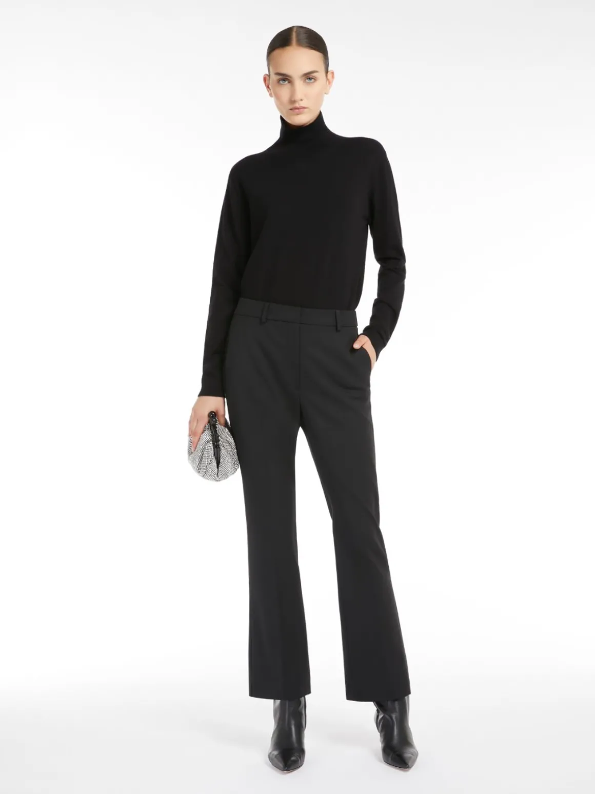 Silk and wool polo-neck sweater