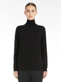 Silk and wool polo-neck sweater