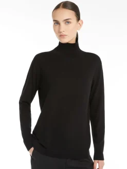 Silk and wool polo-neck sweater
