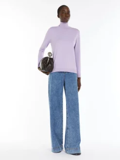 Silk and wool polo-neck sweater