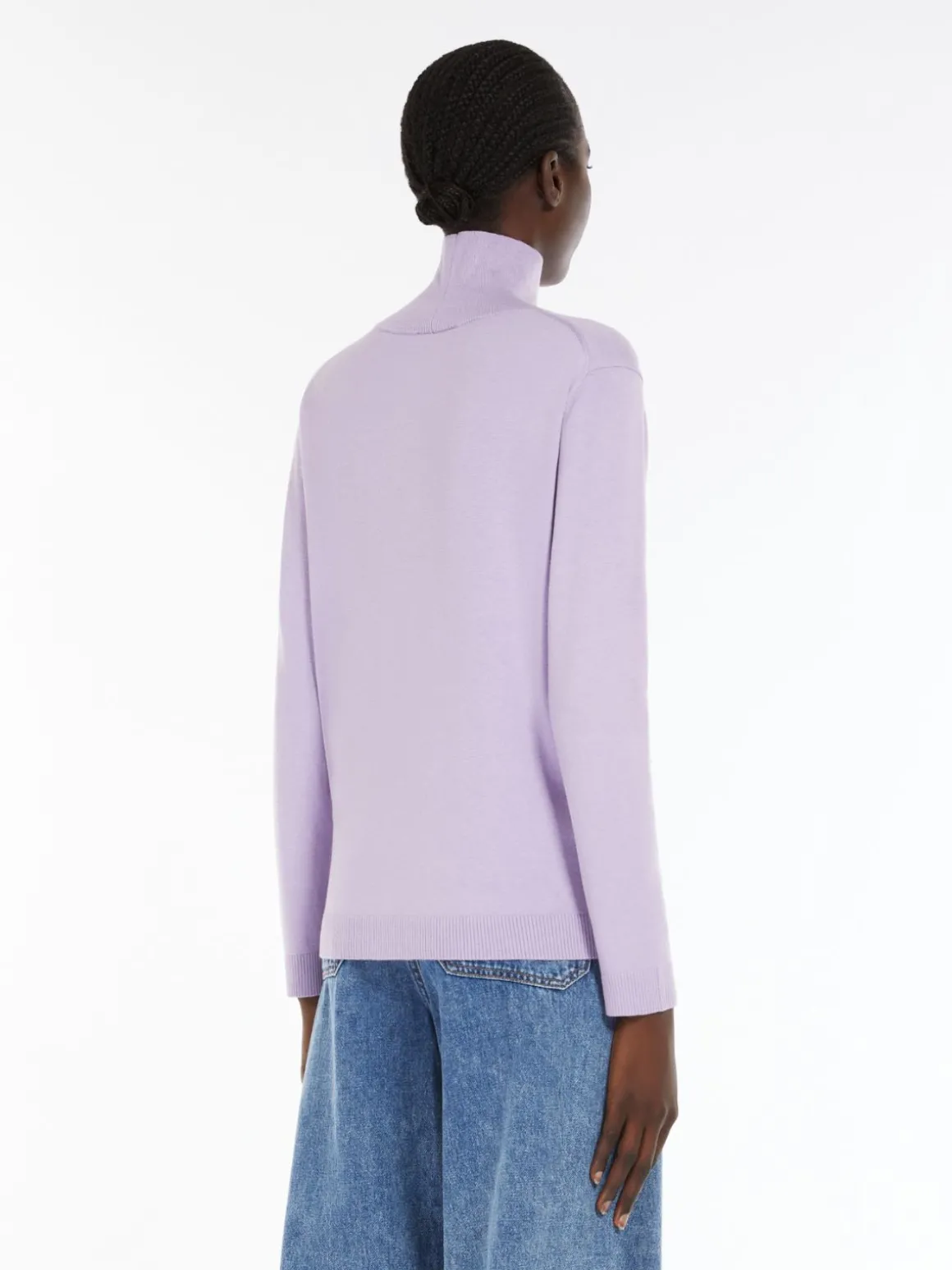 Silk and wool polo-neck sweater
