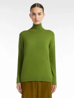 Silk and wool polo-neck sweater