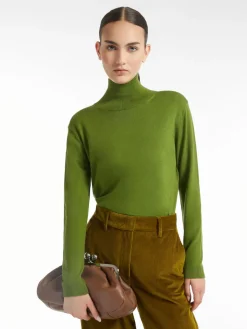 Silk and wool polo-neck sweater