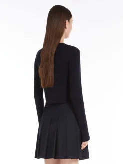 Silk and wool ribbed cardigan