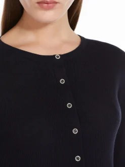 Silk and wool ribbed cardigan