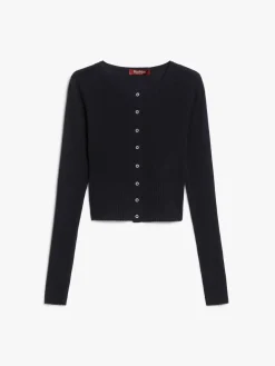 Silk and wool ribbed cardigan