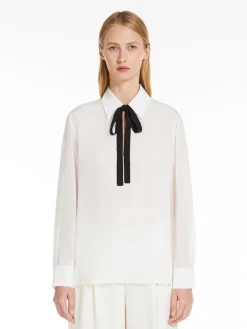 Silk blouse with bow tie