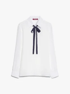Silk blouse with bow tie