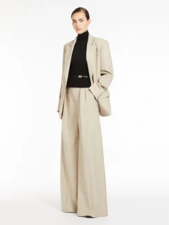Single-breasted blazer in mélange wool