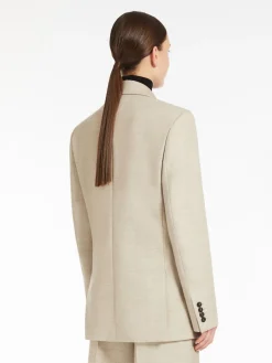 Single-breasted blazer in mélange wool