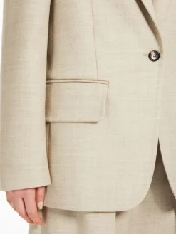 Single-breasted blazer in mélange wool
