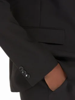 Single-breasted blazer in stretch wool-blend canvas