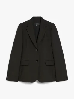 Single-breasted blazer in stretch wool-blend canvas