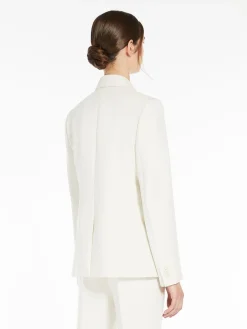 Single-breasted blazer in stretch wool-blend canvas